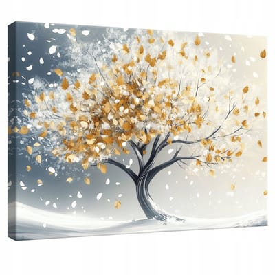 WALLARENA - Canvas schilderij - 100x70 cm - 3D bloemen en bomen voor slaapkamer, woonkamer en keuken