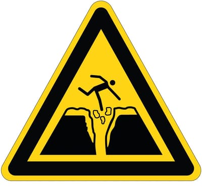 Pas op voor spleten onder de sneeuw waarschuwingssticker - W082 | 40 cm