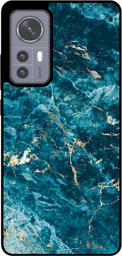 Smartphonica Telefoonhoesje Geschikt voor Xiaomi 12 met marmer opdruk - TPU backcover case blue marble design - Blauw geschikt voor Xiaomi 12