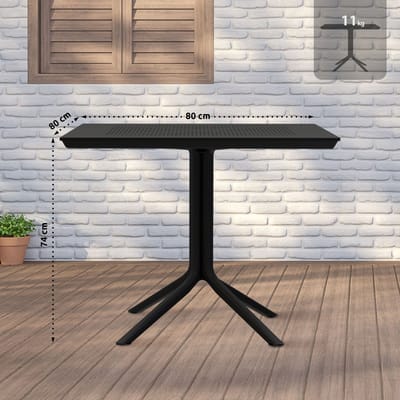 CLP Lenval Tuintafel - Weerbestendig UV-Bestendig - Voor Balkon - Tuin - Terras - Binnengebruik - Compact - zwart