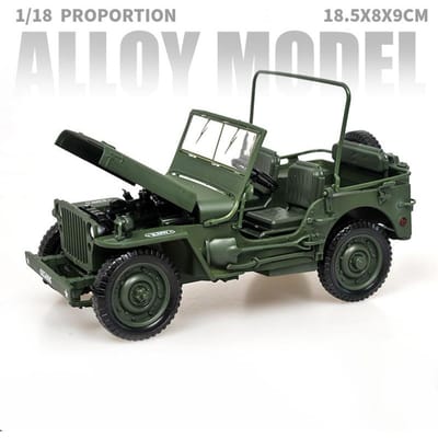1:18 Willys Gp Tactische Militaire Jeep Suv Legering Metaal Diecast Modelauto Huis Trendy Ornamenten & Computer Desktop Decoratie Cadeau black