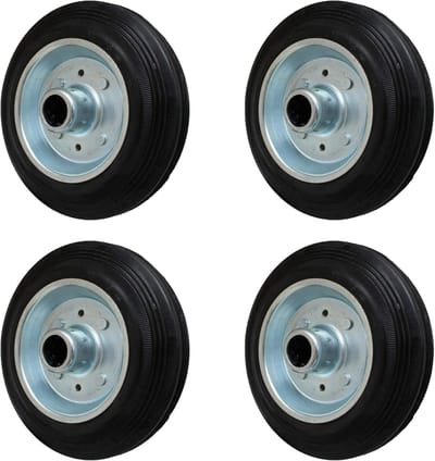 Massief Rubberen Wiel - Transportwiel Zwenkwiel - Materiaal Transport - Hoge Belasting - 160 mm - Zwart Zilver