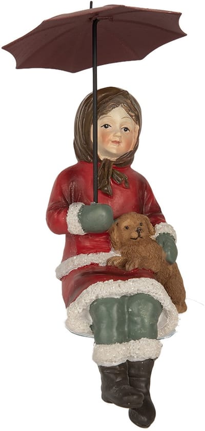 Clayre & Eef Decoratie Beeld Kind 10x7x19 cm Rood Kunststof