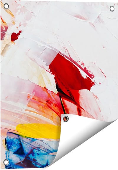 Gards Tuinposter Abstracte Kunst van Verf Kleuren - 40x50 cm - Tuindoek - Tuindecoratie - Wanddecoratie buiten - Tuinschilderij