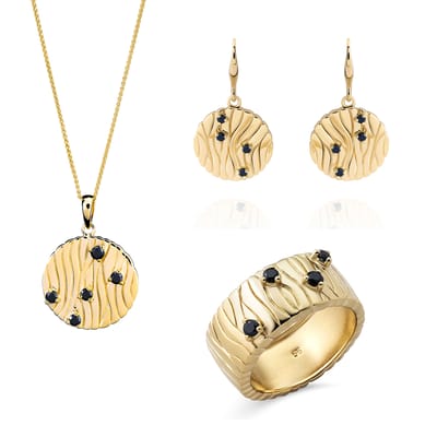 Orphelia 'Babette' Dames 925 Sterling Zilveren Set: Halsketting + Oorbellen + Ring - Gouden SET-7504/G