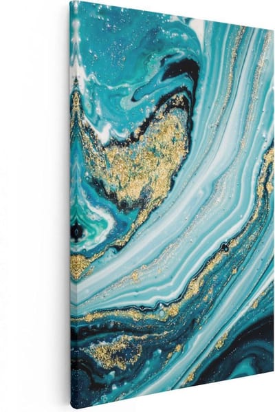 Artaza Canvas Schilderij Marmer Goud - 20x30 cm - Klein - Muurdecoratie Abstract - Wanddecoratie Woonkamer - Kamer Accessoires