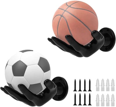 Handbalhouder 21.5cm x 15cm, Veilig en Stabiliteit, Wandmontage, Opslag voor Handballen en Basketbal, Inclusief Schroeven en Spijkers
