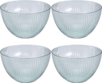 4x Salade/sla schaaltjes van kunststof 14 cm 850 ml - Keuken/kookbenodigdheden - Picknicken - Camping/caravan servies - Tafel dekken - Salade serveren - Saladekommetjes - Saladeschaaltjes