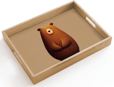 Dienblad hout 40x30 cm - Schootdienblad - Beer - Minimalistisch - Bruin - Borrelplank rechthoek - Plateau dienbladen