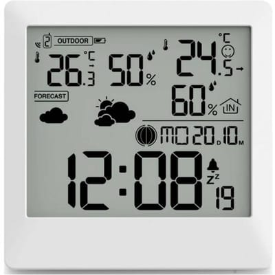 Hama Wetterstation Palawan, mit Außensensor, Funk, Wecker, Thermo/Hygro, Weiß 00222238 Draadloos weerstation
