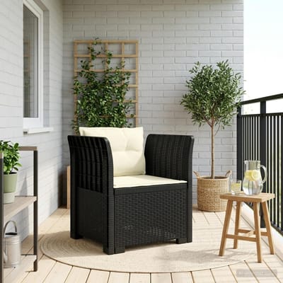 vidaXL - Eén-zits - Fauteuil - met - Kussens - Rieten - Look - PP - Antraciet