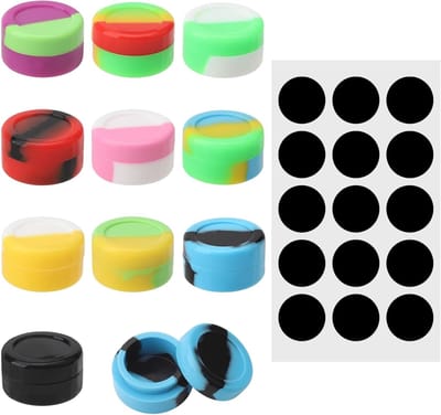 Ronde siliconen containers, 5 ml, met 15 etiketten, mini-opbergdoos, antiaanbaklaag, voor monsters en was