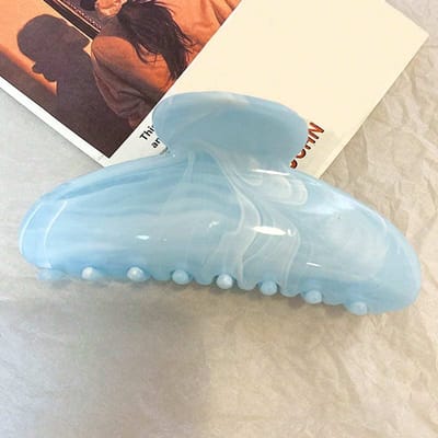 Minimalistische Glanzende Marmertextuur Haarclip Klauw Klem, Plastic Haaraccessoires, Haarklauw, Klauwclips, Haarklem, Haar Kaakklem blauw