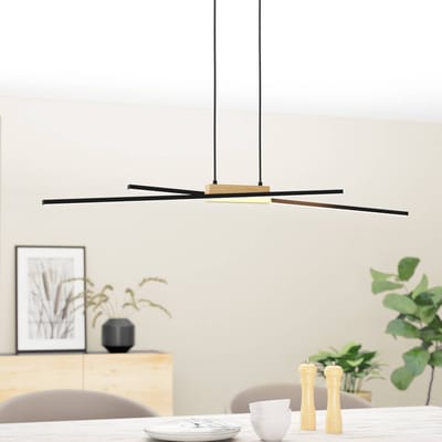 EGLO Panagria LED hanglamp, zwart met houten detail