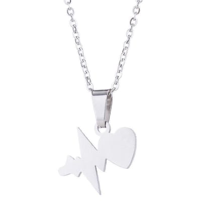 24/7 Jewelry Collection Hartslag Hart Ketting - Zilverkleurig