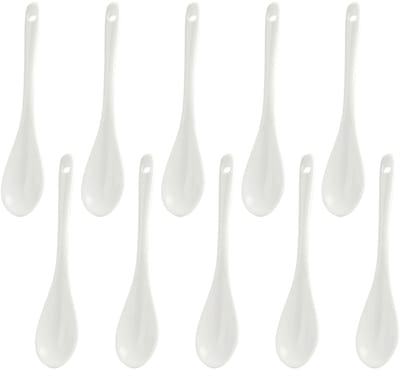 Dailygoods- Eierlepel set van 10 - Porseleinen Lepels - Hoogwaardig Keramiek - Milieuvriendelijk - Met Ophanggaten - 12 cm - Lepel