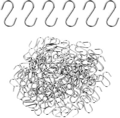 Dailygoods- S-haak 100 stuks - mini S-vormige haken - roestvrij staal - ruimtebesparend - voor knutselwerk - 14x10mm - Ophanghaak