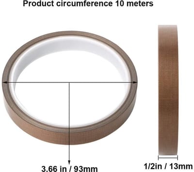 Dailygoods- Teflon Tape - 2 Stuks - Hoge Temperatuur - Zelfklevend - 13mm x 10m - Weerstand tegen Scheuren/Puncties - Hoogtemperatuur Tape