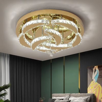Bloem Plafondlamp - Dimbaar Met Afstandsbediening - Plafoniere - Goud - Moderne LED Lamp - Kroonluchter - Keuken Lamp - Woonkamerlamp - Plafonniere