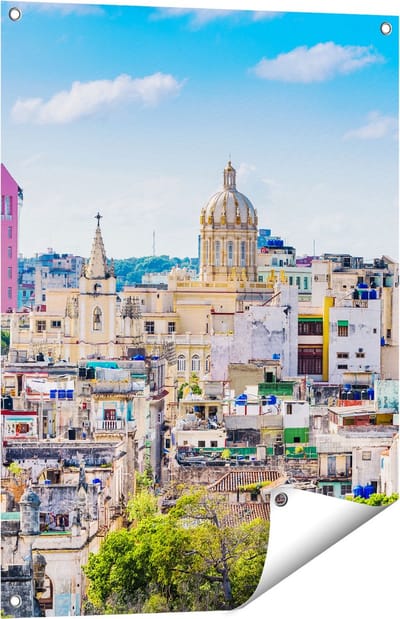 Gards Tuinposter Havana Stad in Cuba - 60x80 cm - Tuindoek - Tuindecoratie - Wanddecoratie buiten - Tuinschilderij