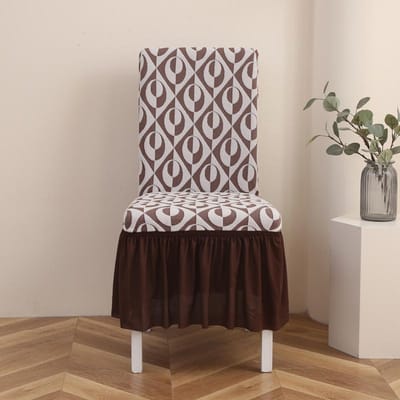 1 stuks Verdikte Jacquard Elastische Stoelhoes Met Rok Universele Allesomvattende Elastische Eendelige Eetstoelhoes 1Pcs gray