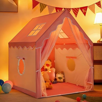 Speelhuisje voor Kinderen - Roze Prinsessen Tent voor Binnen, Snelle Montage, Draagbaar en Geschikt voor Meisjes, Ideaal voor Creatief Spelen en Avonturen in de Kamer