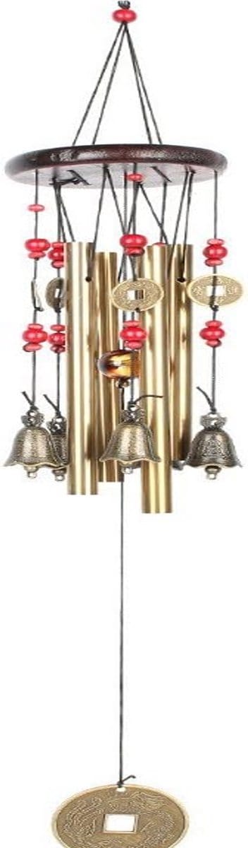 longziming Traditionele Chinese Windgong – 4 Buizen 5 Klokken – Tuin, Balkon, Buiten – Outdoor Living Decor – 65 cm