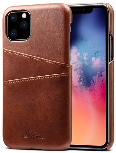 geschikt voor iPhone 11 Pro Max Pashouder Hoesje Leer - Telefoonhoesje van kunstleer met vakjes voor pasjes geschikt voor iPhone 11 Pro Max - Mobiq Leather Snap On Wallet hoesje geschikt voor iPhone 11 Pro Max donkerbruin