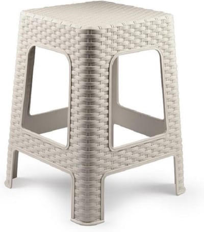Forte Plastics Keukenkrukje/opstapje - rotan - beige - kunststof - 36 x 36 x 45 cm