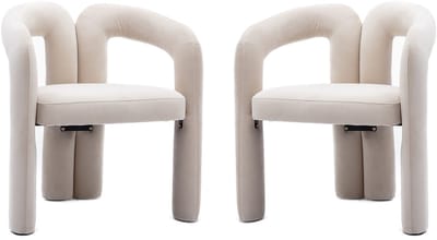 Fluwelen Eetkamerstoelen Set Van 2 - Moderne Kuipstoel - Met Armleuning - 64x50,5x71cm - Zitmeubel - Geschikt Voor Woonkamer En Keuken Beige