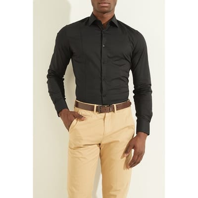 GUESS Marciano By  Oliver It Collar Rou Jet Black Größe: 39 | Casual hemden Outlet | Herren | Schwarz