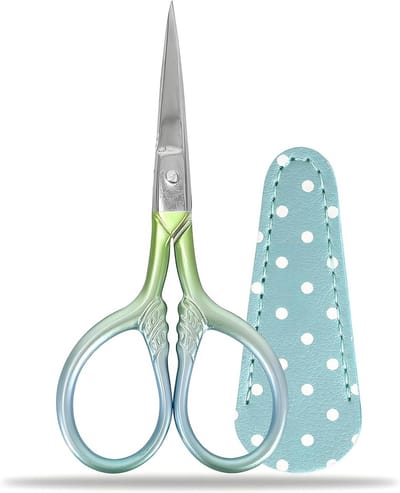 Kleine Borduurschaar van RVS, Perfect voor Naaiwerk, Handwerk en Draadknippen met Neplederen Bescherming
