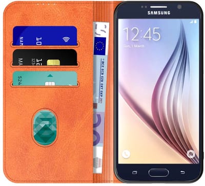 Geschikt voor Samsung Galaxy S6 Telefoonhoesje Bruin Kunstleer Met Magnetische Sluiting - Portemonnee BookCase Met Pasjeshouder - ProtX