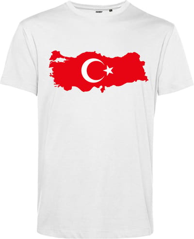 T-shirt Land Turkije | WK 2026 |Turkije tshirt | Shirt Turkije Vlag | Wit | maat XS