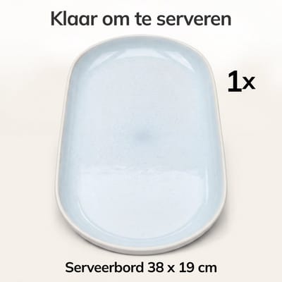Pure Living Ibiza Light Grote Serveerschotel - 38 x 19 cm - Beigeblauw - Aardewerk - Krasbestendig - Vaatwasserbestendig