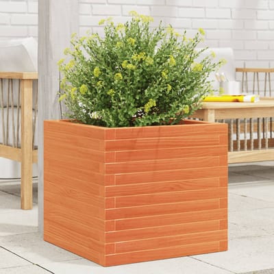 vidaXL - Plantenbak - 50x50x46 - cm - massief - grenenhout - wasbruin