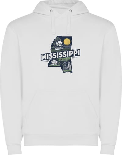 Witte Wanna have hoodie voor de echter Amerika / Verenigde Staten liefhebber, de Amerikaanse staat Mississippi Print Full Color Color merk Roly maat S