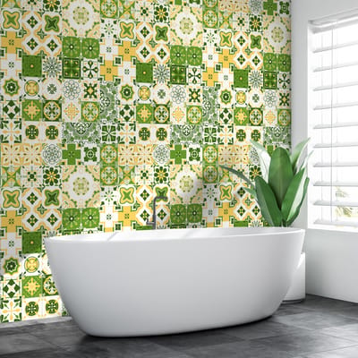 Zelfklevende muurtegelstickers voor keuken en badkamer - 60 AZULEJOS OMBELLINA tegelstickers - 60 stickers 20x20cm