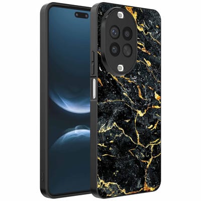 Geschikt voor Huawei Nova 14 Pro Telefoonhoesje met Zwart Goud Marmer Opdruk - TPU Backcover Case Black Gold Marble Design - Zwart Goud - Smartphonica geschikt voor Huawei Nova 14 Pro