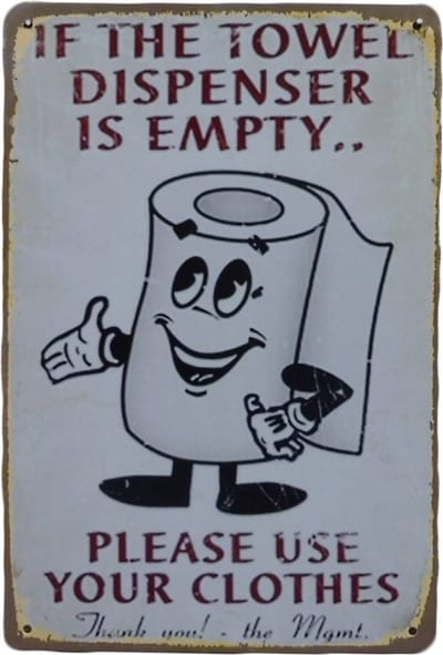 Wc bord - Please use your clothes - Metalen wandbord - WC decoratie - Retro wandbord - WC wanddecoratie - WC decoratie spreuken - Tekstbord - 20 x 30cm