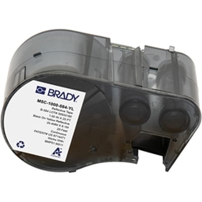 Brady M5C-1000-584-YL plastic labels zwart op geel | 25,4 mm x 6,1 m (origineel)
