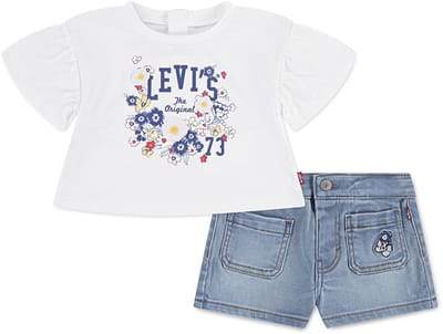 Levi´s ® Kids 1em144 Korte Mouw Set Wit,Blauw 36 Months Kinderen