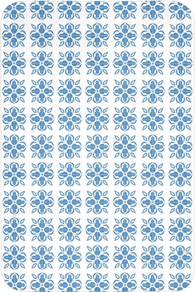 Badmat 60x90 cm - Antislip - Blauw - Wit - Tegel - Patroon - Badmatten voor badkamer - Badkamermat - Douchemat - Badkamer mat