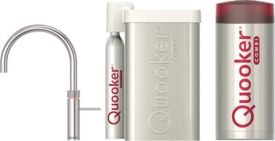 Quooker Fusion round met COMBI+ boiler en CUBE reservoir 5-in-1 kokend water kraan RVS