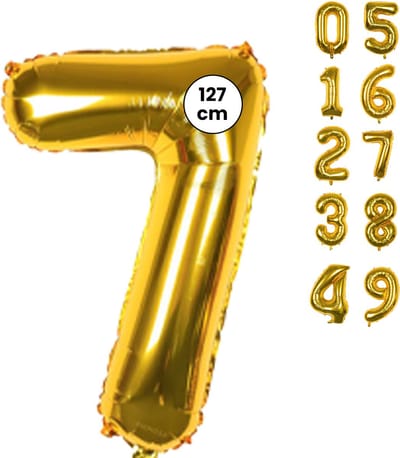 Fienosa Cijfer Ballonnen - Nummer 7 - Goud Kleur - 127 cm - XXL Groot - Helium Ballon - Verjaardag Ballon - Verjaardag Versiering - Leeftijd verjaardag - Verjaardagsballon - Verjaardag