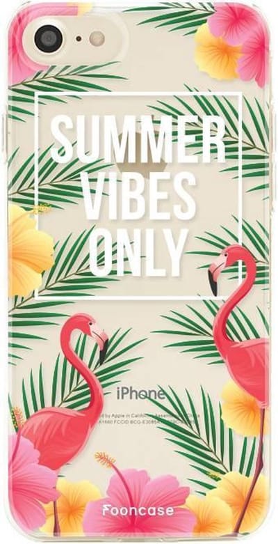Fooncase Hoesje Geschikt voor iPhone SE (2020) - Shockproof Case - Back Cover / Soft Case - Summer Vibes Only