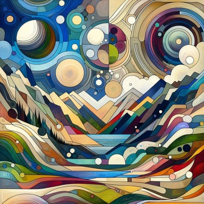 Acryl landschap schilderij | Prachtig geschilderde horizonten: weelderig landschap in acrylverf | Kunst - 60x60 centimeter op Canvas | Foto op Canvas