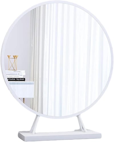 Make-up Spiegel - Tafelspiegel Staand - Dagelijks Gebruik - Ronde Scandinavische Stijl - 40 cm Diameter - Zwart