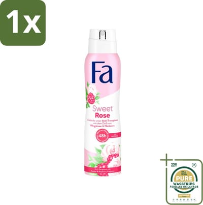 1 x Fa Deodorant Sweet Rose 150 ml- Deodorant Spray - 48 Uur Bescherming - Pioenrozen - Frambozen - Frisheid