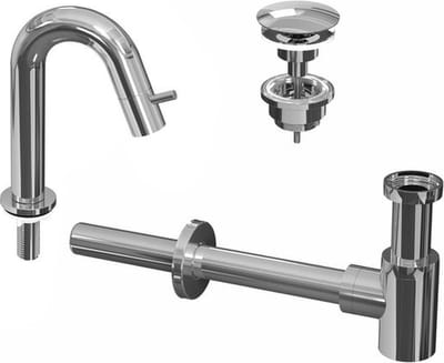 INK 4A fonteinkraanset staand gebogen laag met open plug Chroom